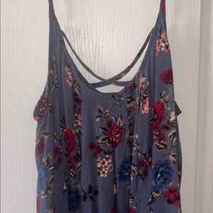 torrid Blue-Gray Floral Rayon Tank Top